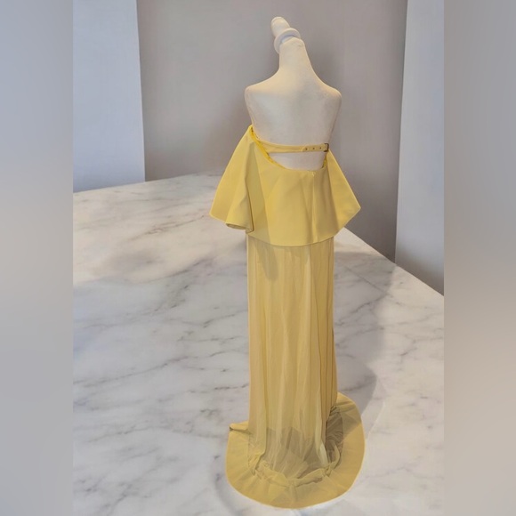 Jacquemus La Robe Vela Strapless Chiffon Gown Yellow Light - Picture 8 of 10